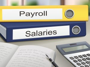 payroll and salaries binders isolated on the office table
